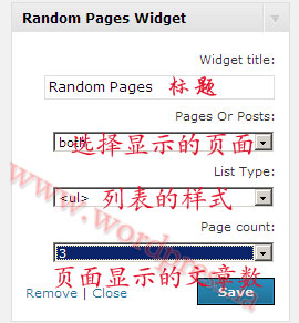 WordPress随机显示文章插件Random Pages Widget