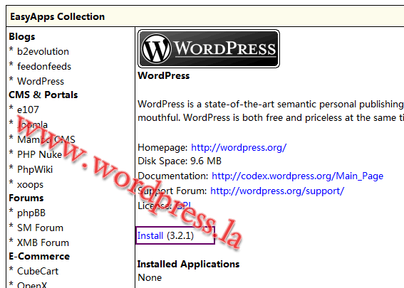 ixwebhosting主机一键安装wordpress程序
