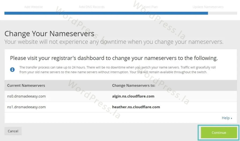  更改为Cloudflare的名称服务器