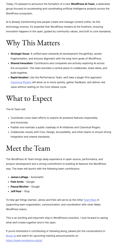 WordPress AI 团队