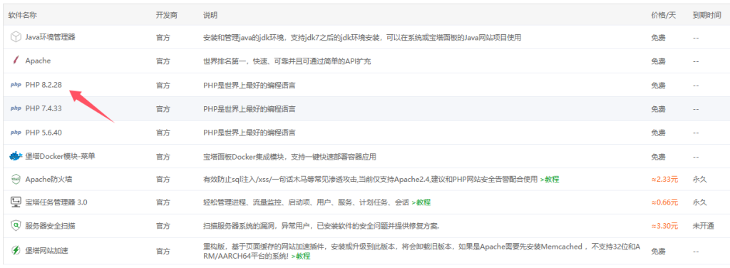 宝塔面板升级PHP教程