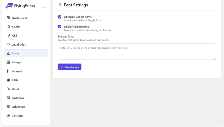 FlyingPress 插件字体设置