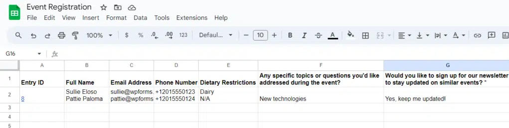 Google Sheets
