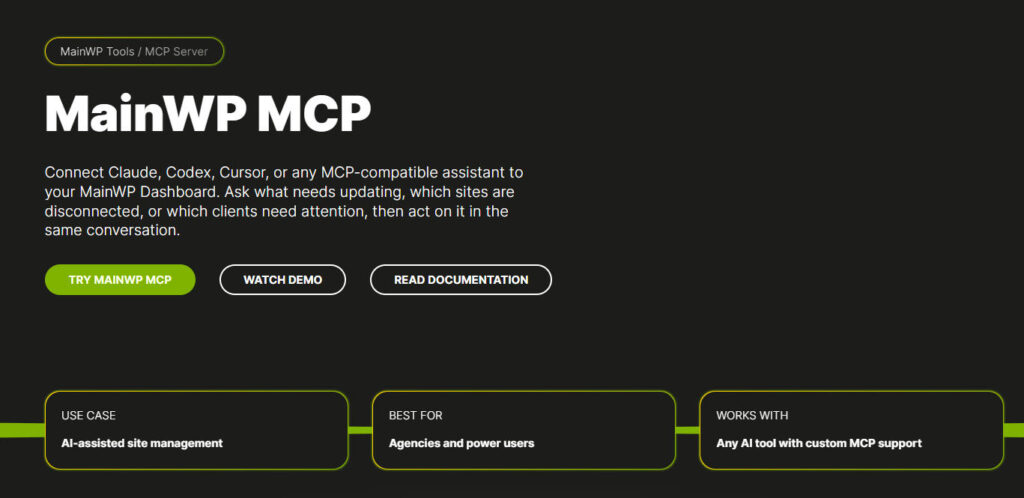 MainWP推出MCP Server